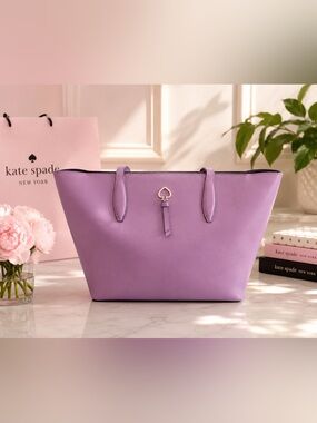 Kate Spade Zip-top Saffiano Leather Tote - Lavender
